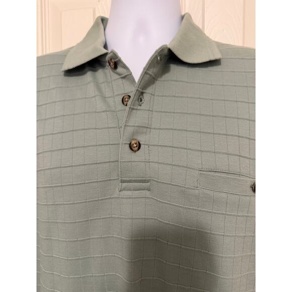 Vintage Safe Harbor Polo Shirt L – Sage Green Knit Cotton Blend Retro Style - Picture 3 of 7